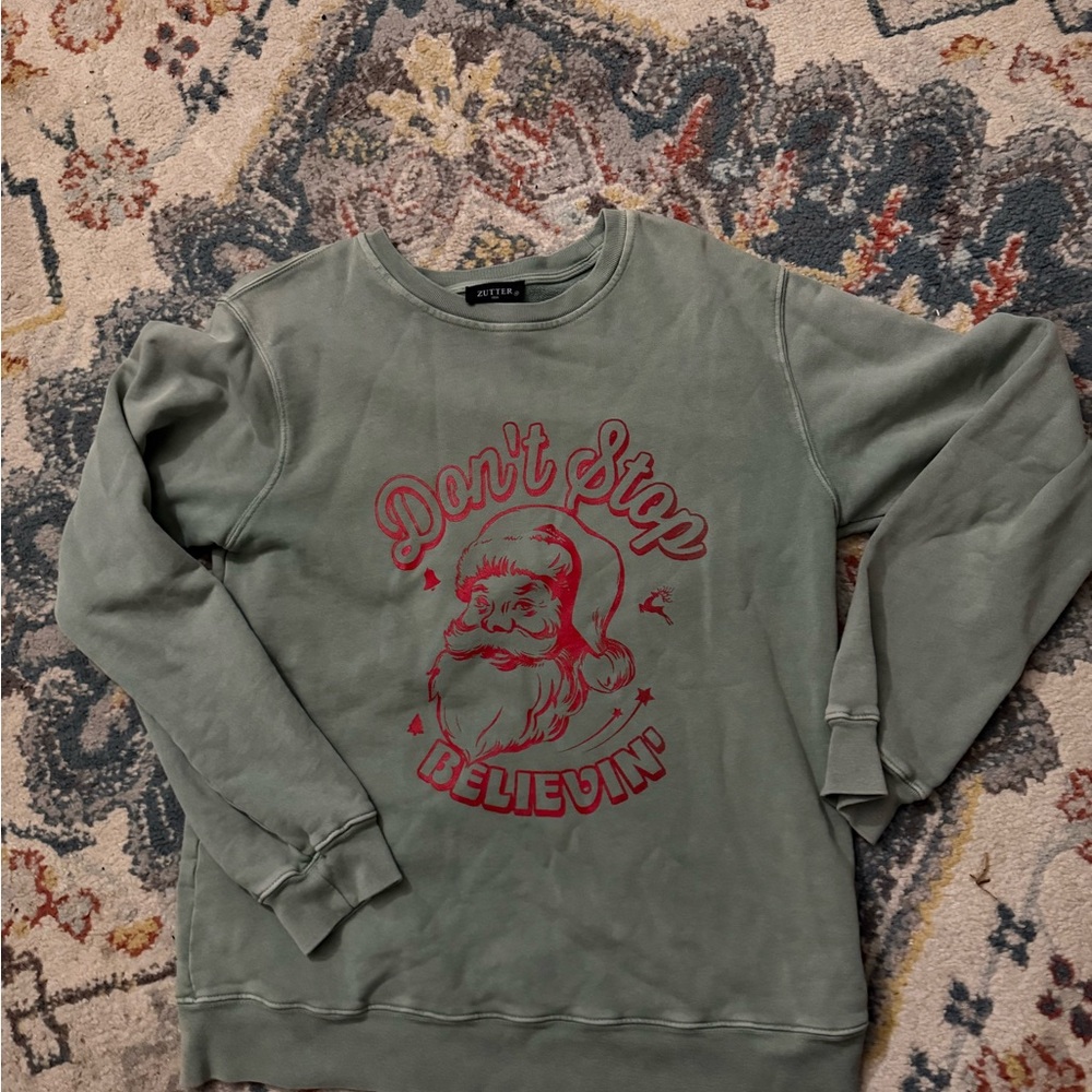 Fifth Sun Green Santa Crewneck Sweater
